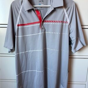 Adidas Men's Gray Golf Shirt with Red Accents
